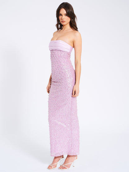 Lainey Sequin Pearls Beaded Maxi Dress