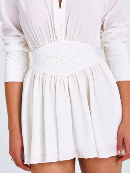Jamila White Shirt Mini Dress with Waist Detail