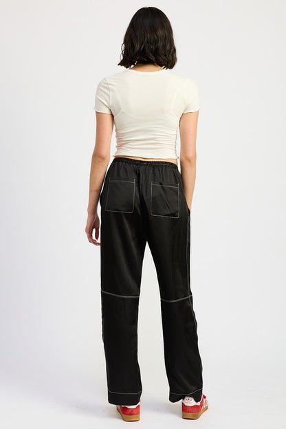 Alex Satin Lounge Pants with Contrasted Stitch
