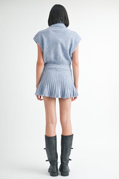 Pleated Mini Fringe Skirt