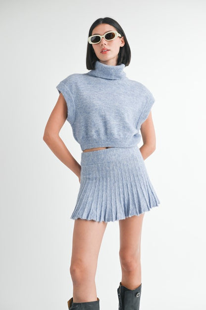Pleated Mini Fringe Skirt