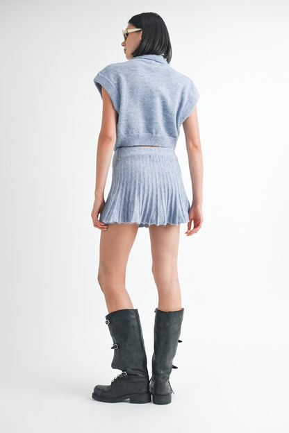 Pleated Mini Fringe Skirt