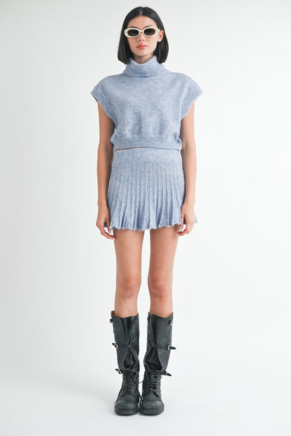 Turtle Neck Cap Sleeve Top