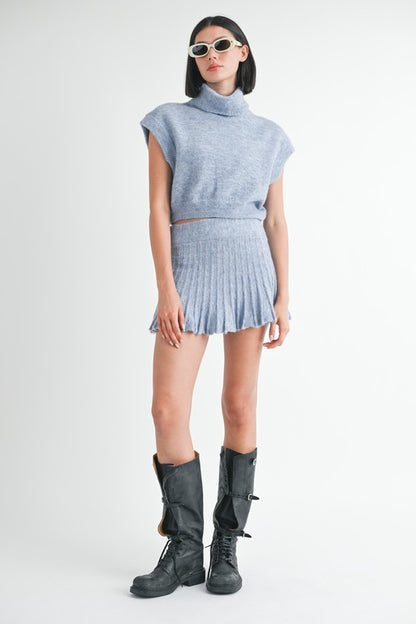 Turtle Neck Cap Sleeve Top