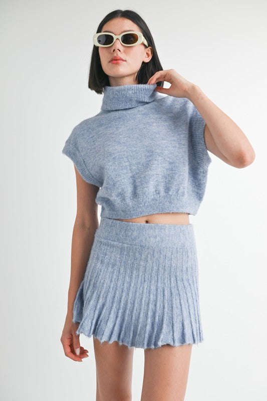 Turtle Neck Cap Sleeve Top