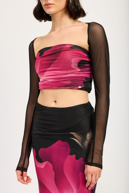 Aaliyah Mesh Print Tube Top