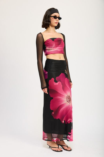 Aaliyah Mesh Print Tube Top
