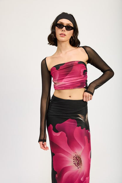 Aaliyah Mesh Print Tube Top