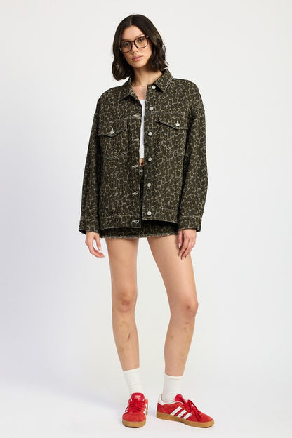 Oversized Printed Denim Jacket