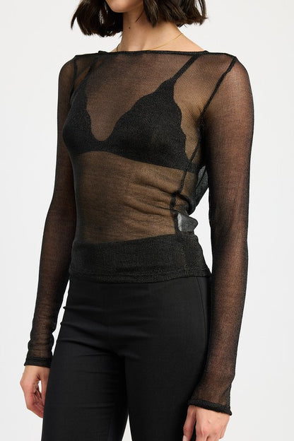Lucille Boat Neck Sheer Top