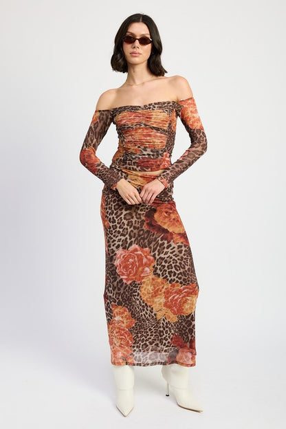 Aaliyah Printed Mesh Maxi Skirt