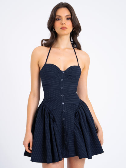 Melody Pinstripe Waist Mini Dress