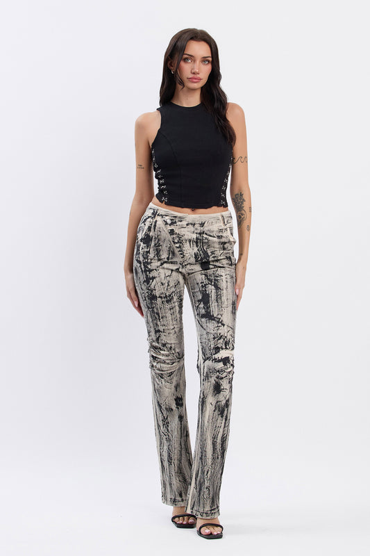 Washed Effect Ruched Pants