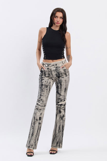 Washed Effect Ruched Pants