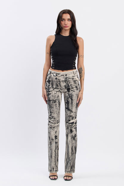 Washed Effect Ruched Pants