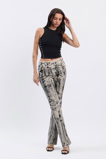 Washed Effect Ruched Pants