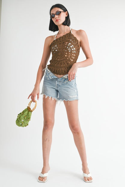 One Shoulder Strap Crochet Top