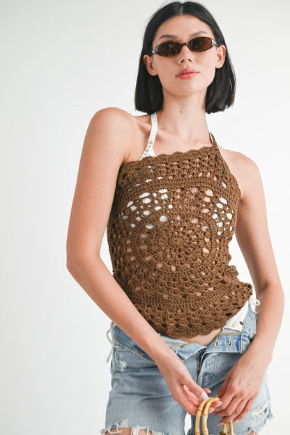 One Shoulder Strap Crochet Top