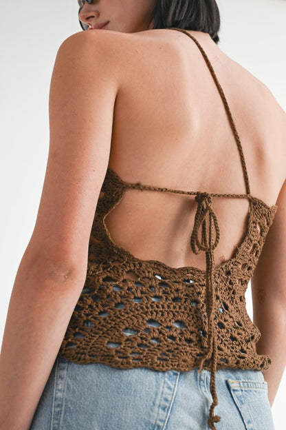 One Shoulder Strap Crochet Top