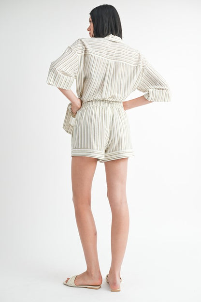 Stripped Shorts with Waist Tie