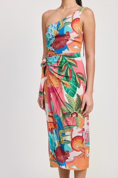 One Shoulder Wrapped Mini Dress