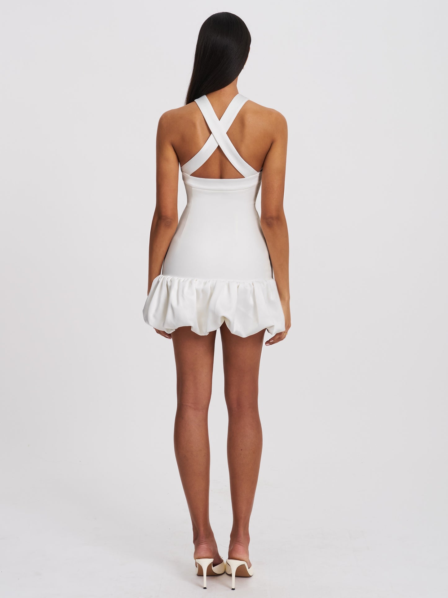 Barbra White Cross Straps Bodycon Mini Dress