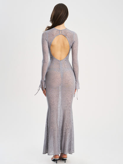 Waylynn Gray Animal Print Burnout Velvet Dress