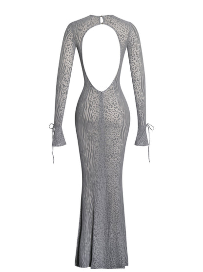 Waylynn Gray Animal Print Burnout Velvet Dress
