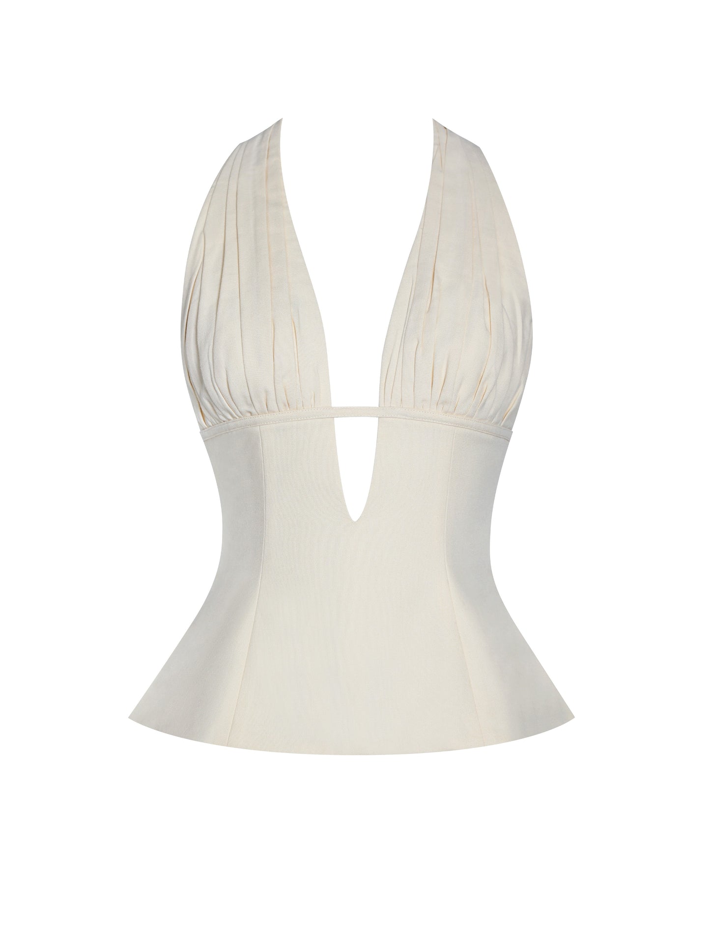 Quinzella Smock Back Halter Neck Linen Top
