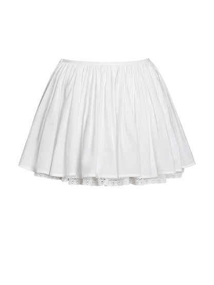 Aliza Lace Trim Layered Cotton Mini Full Skirt