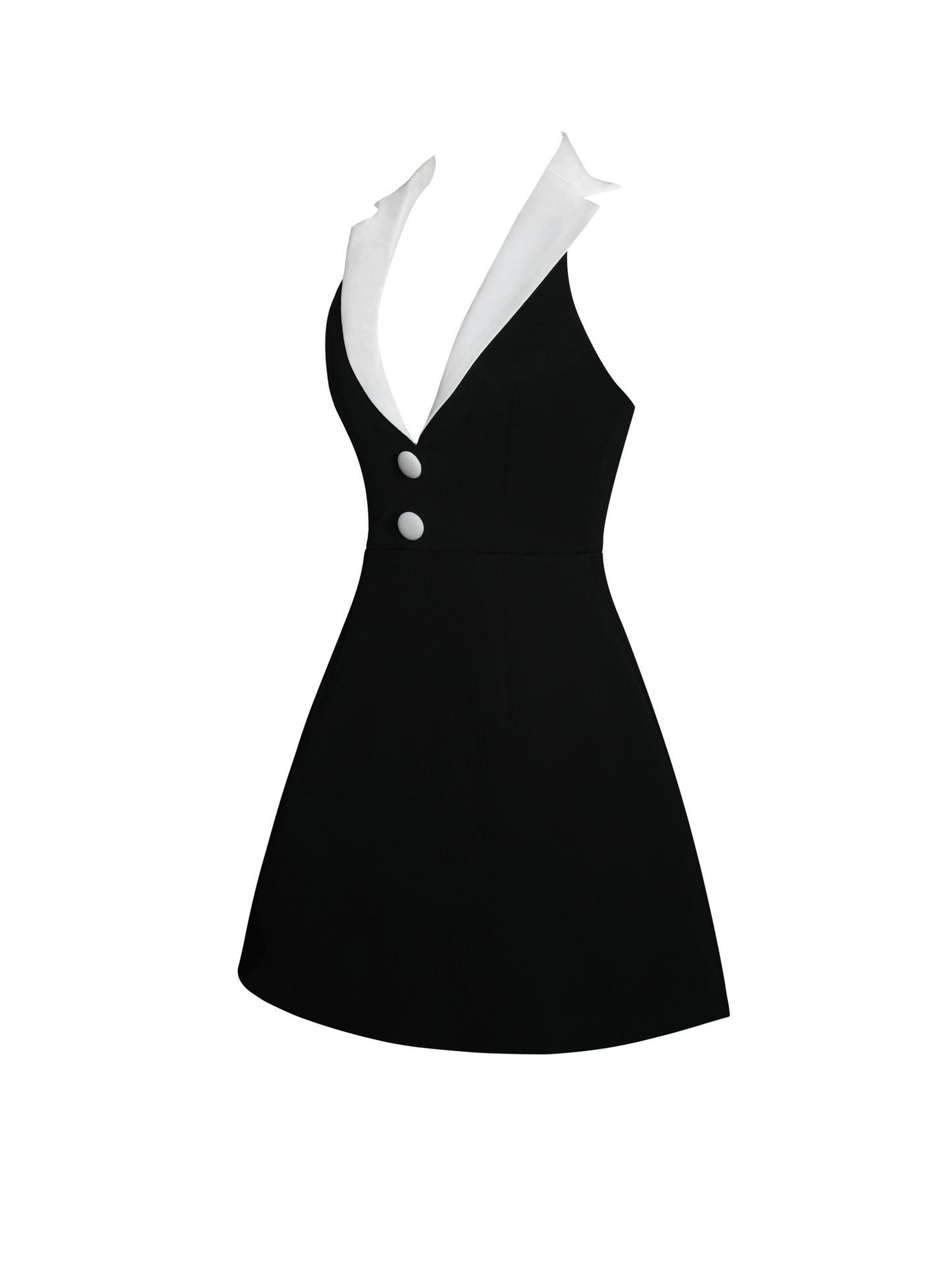 Ignacia Office Casual Black And White Halter Dress