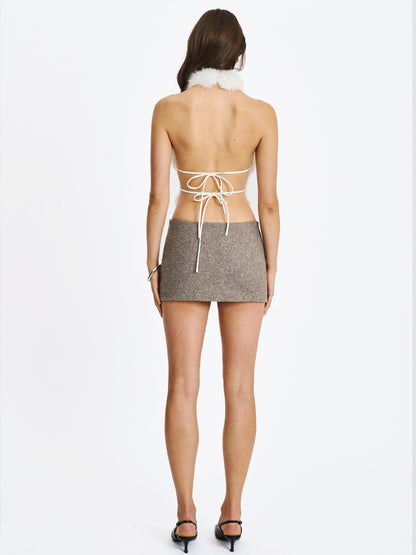 Osira Taupe Low-waisted Micro Skort