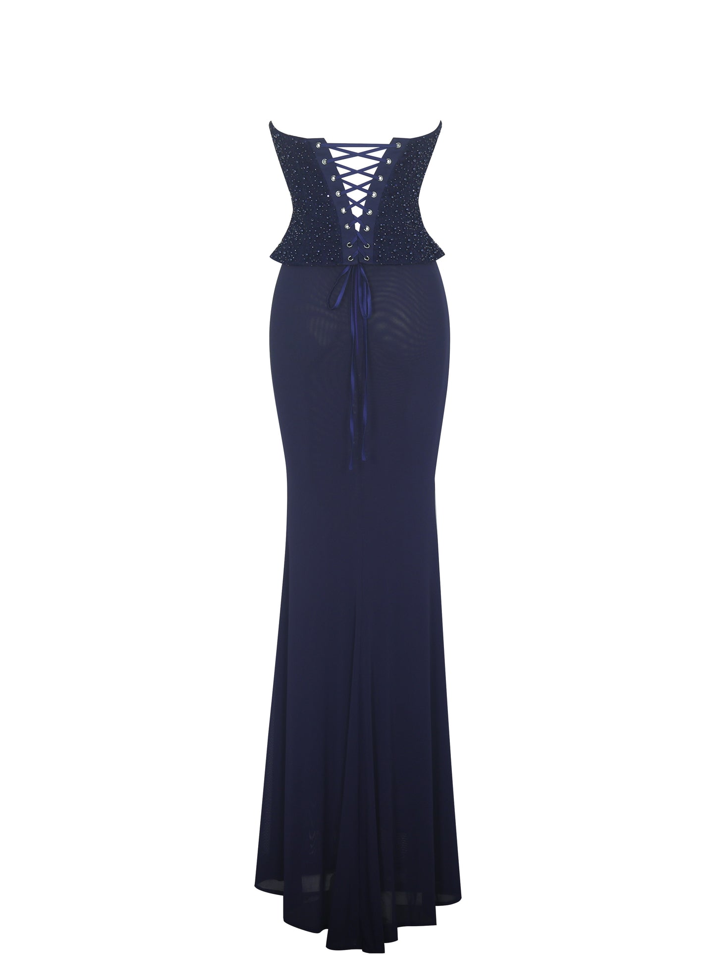 Orabelle Navy Mermaid Gown With Lace-up Back