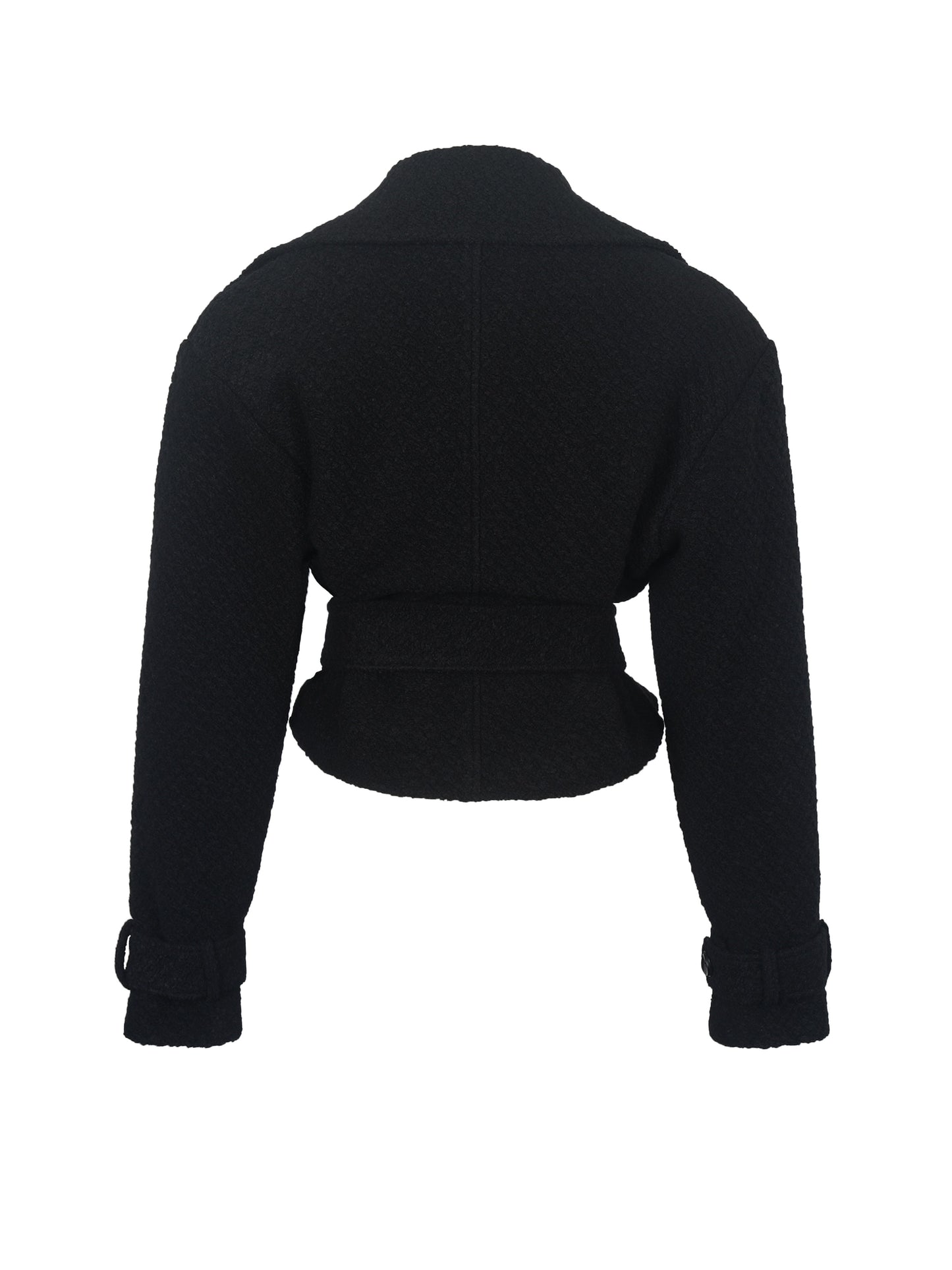 Dara Black Wool Double-breasted Belted Coat