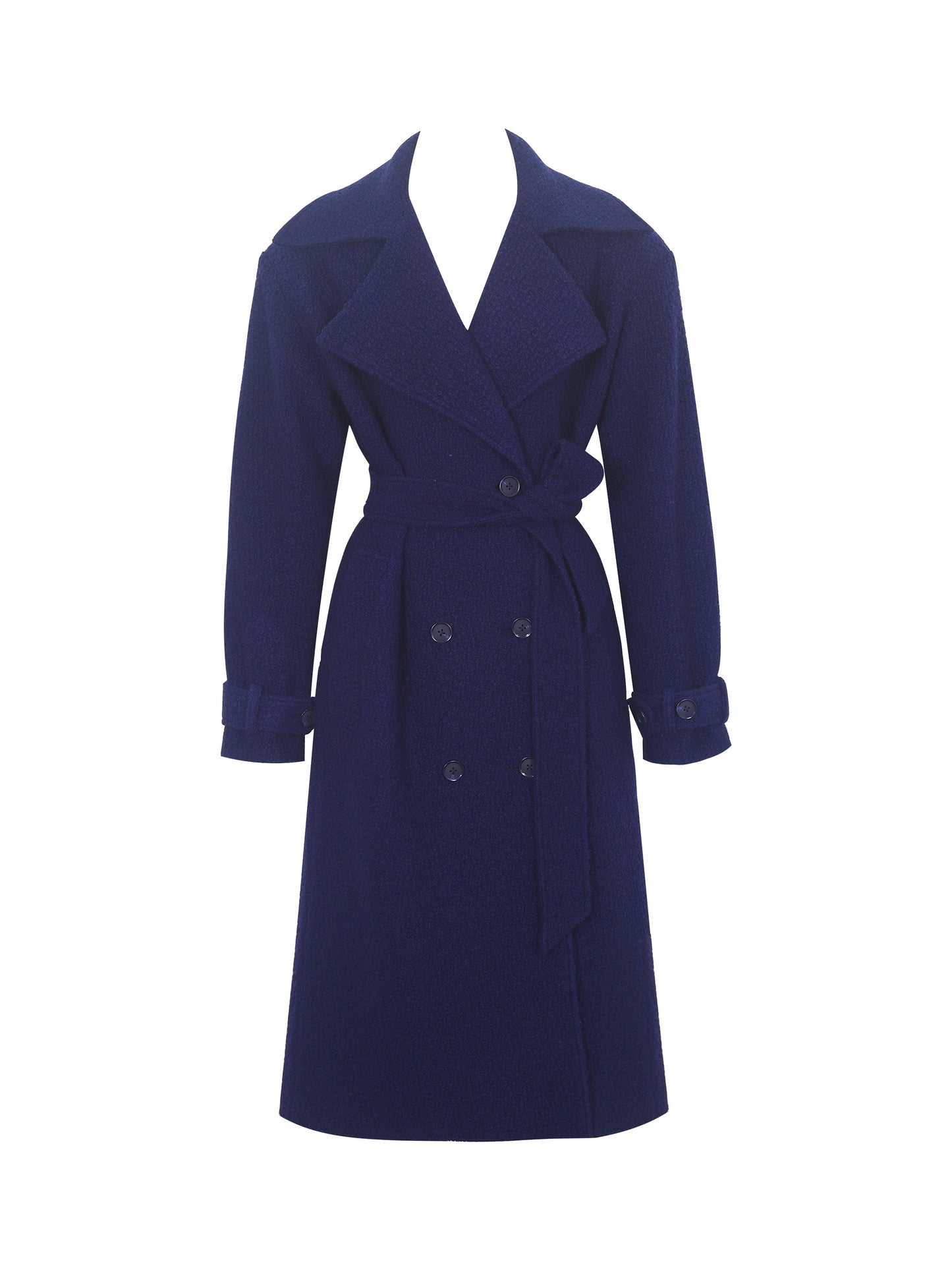 Jaelyn Midnight Blue Double-breasted Belted Coat