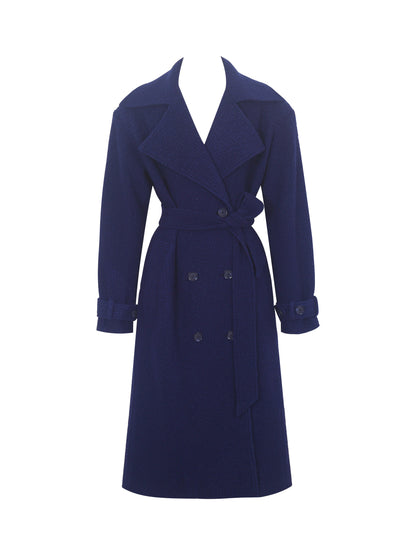 Jaelyn Midnight Blue Double-breasted Belted Coat