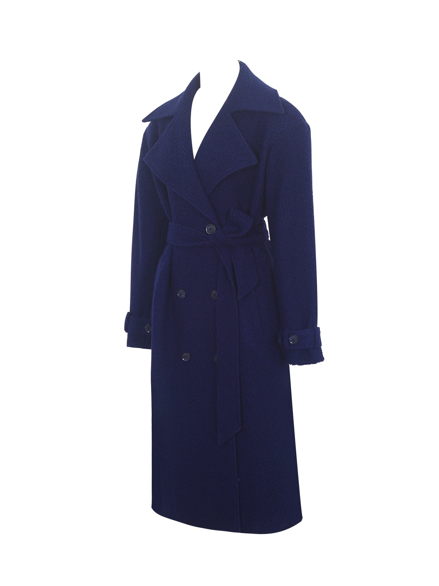 Jaelyn Midnight Blue Double-breasted Belted Coat