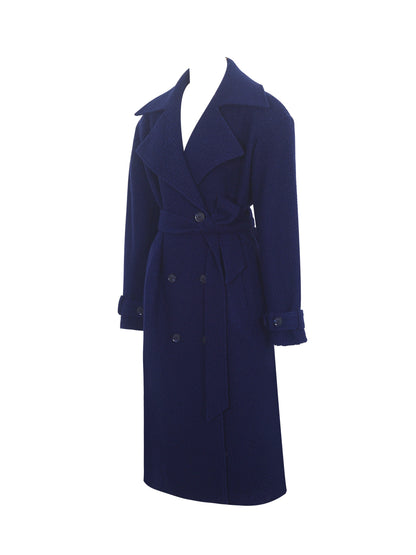 Jaelyn Midnight Blue Double-breasted Belted Coat