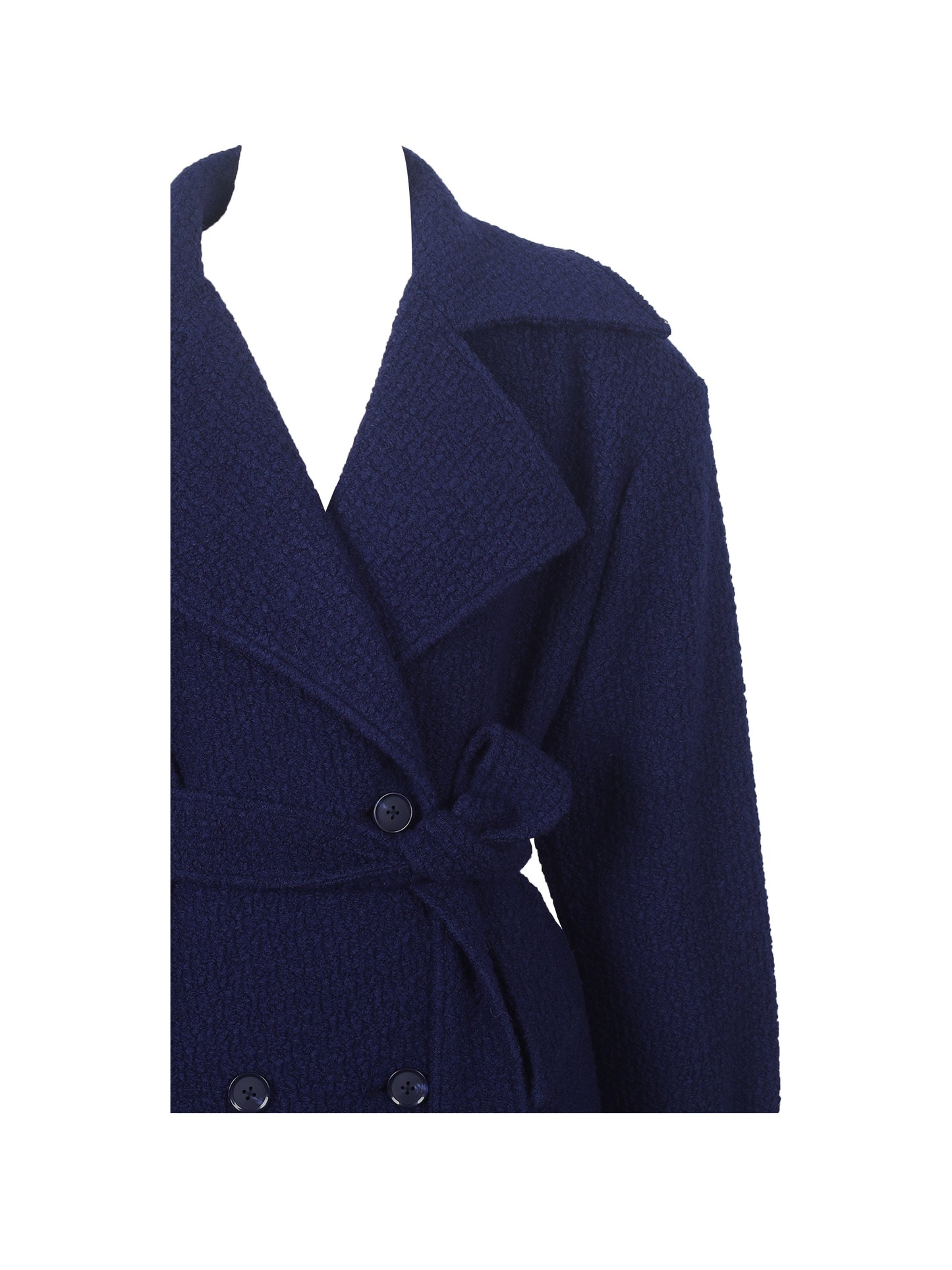 Jaelyn Midnight Blue Double-breasted Belted Coat