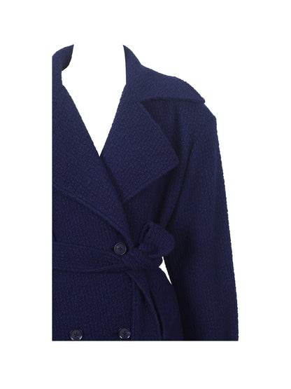 Jaelyn Midnight Blue Double-breasted Belted Coat