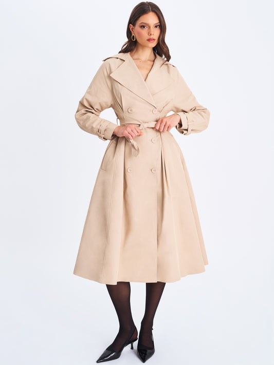 Ulila Beige Double-Cotton-Blend Trench Coat