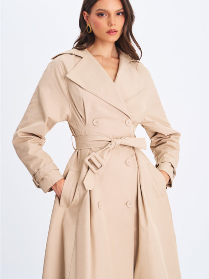 Ulila Beige Double-Cotton-Blend Trench Coat