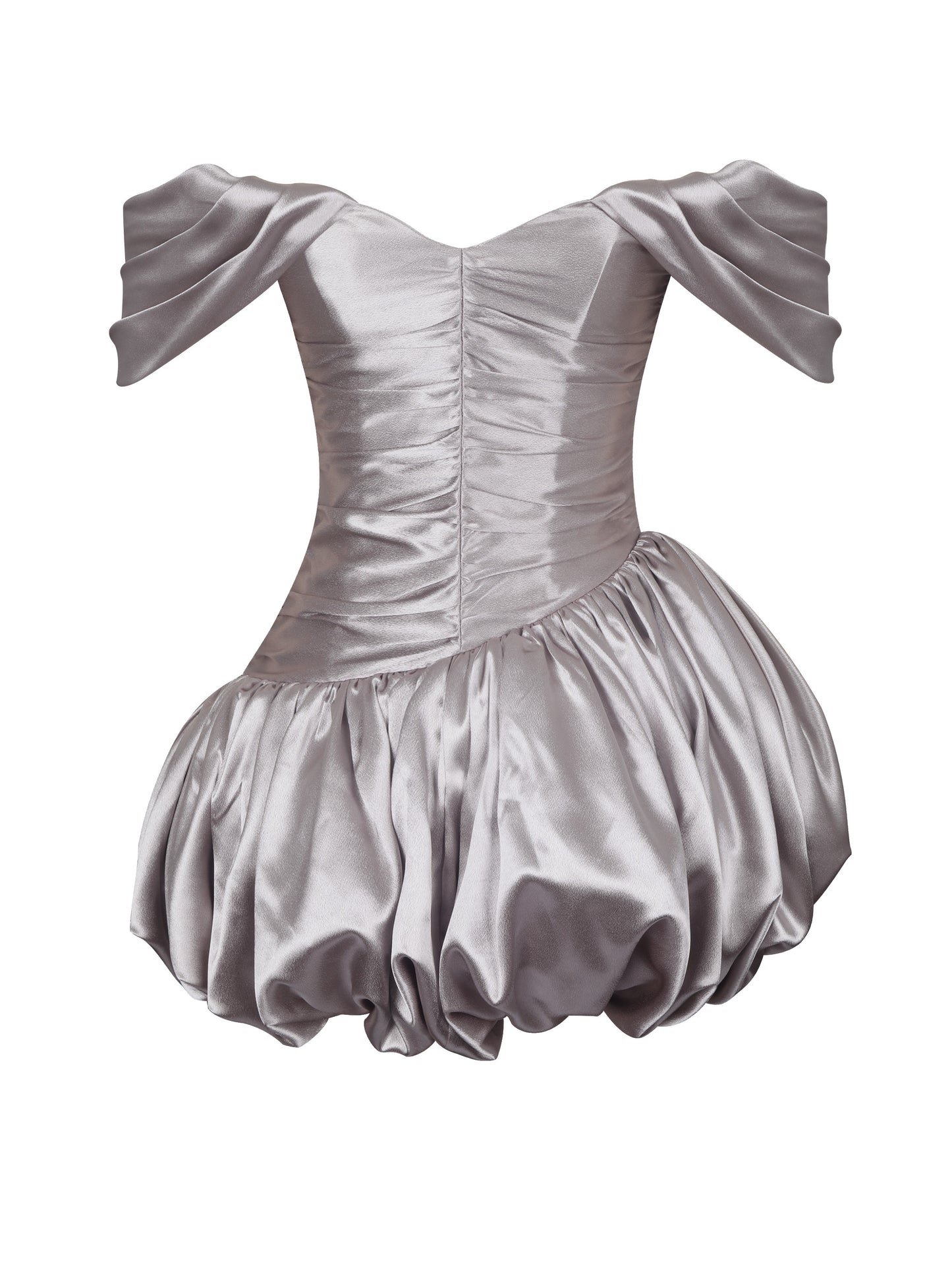 Milena Champagne Asymmetrical Bubble Mini Dress