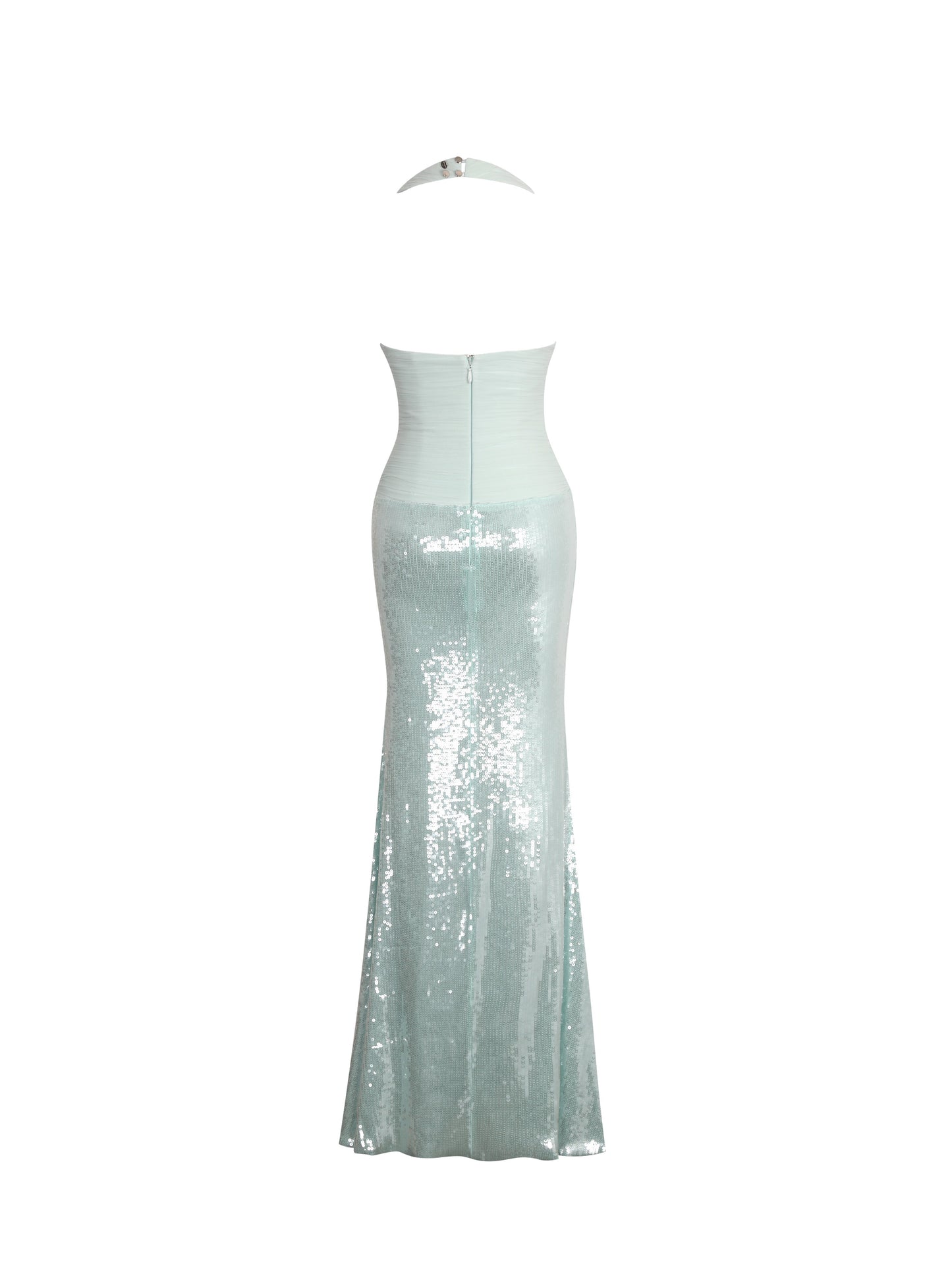 Wendale Mint Sequin Plunging Mermaid Maxi Dress