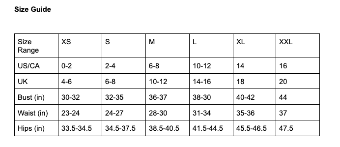 Size Chart