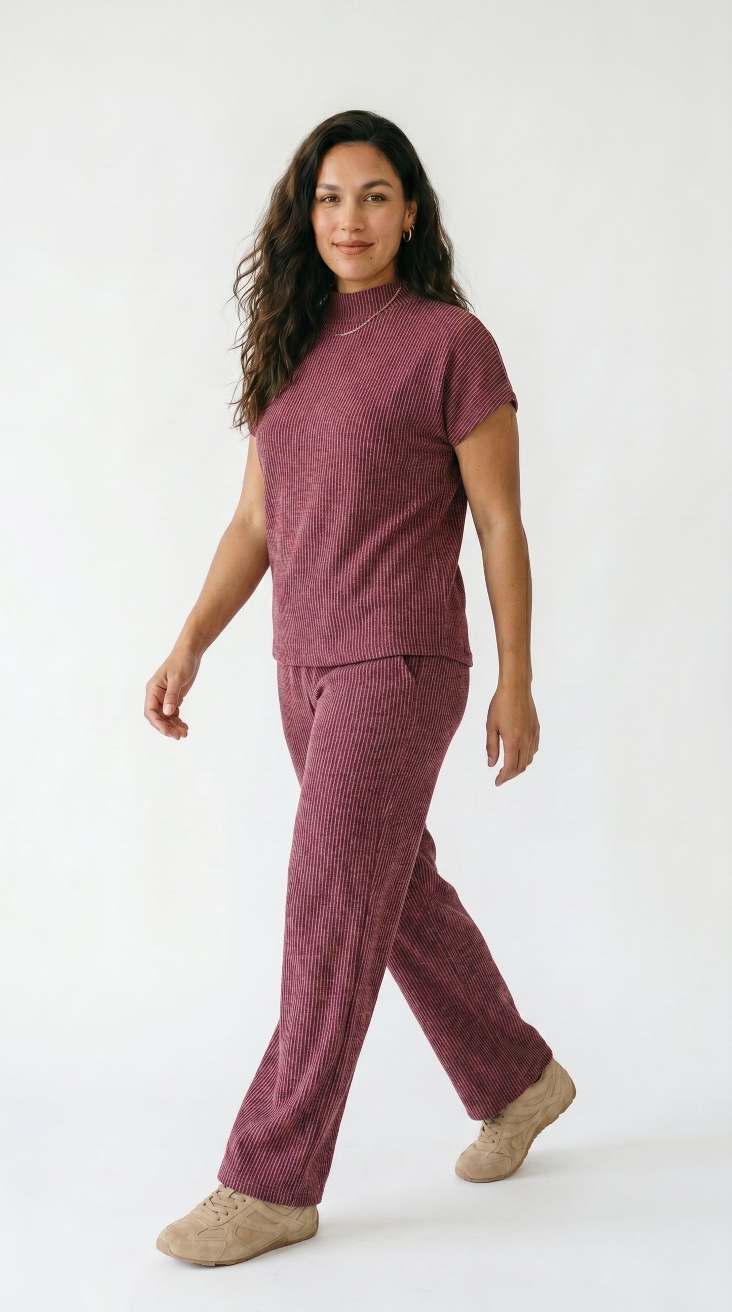 Knit Mock Neck Tee and Pant Set